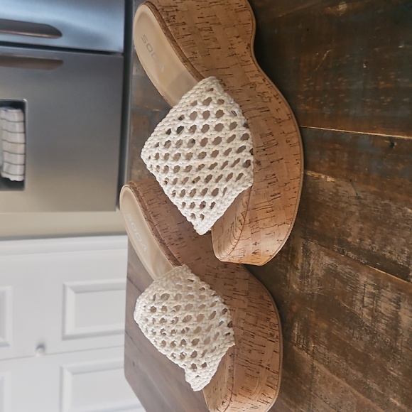 Women's White Woven Slip On Platform Sandals By Soda. - Picture 1 of 6